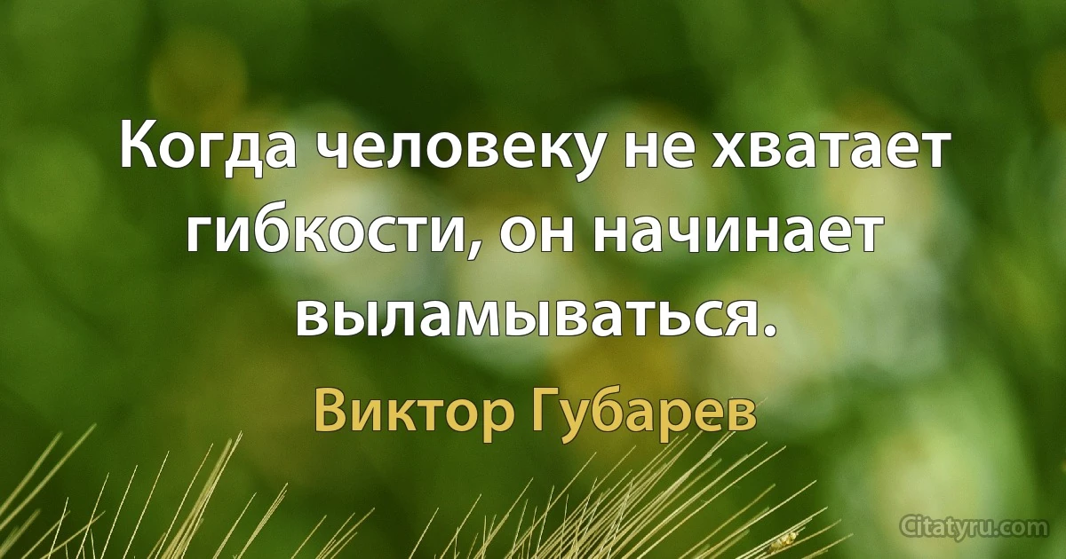 Когда человеку не хватает гибкости, он начинает выламываться. (Виктор Губарев)