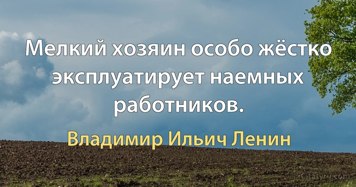 Мелкий хозяин особо жёстко эксплуатирует наемных работников. (Владимир Ильич Ленин)