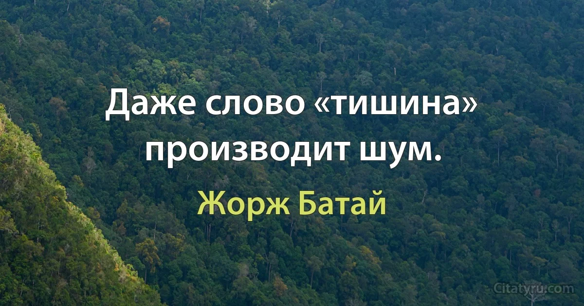 Даже слово «тишина» производит шум. (Жорж Батай)