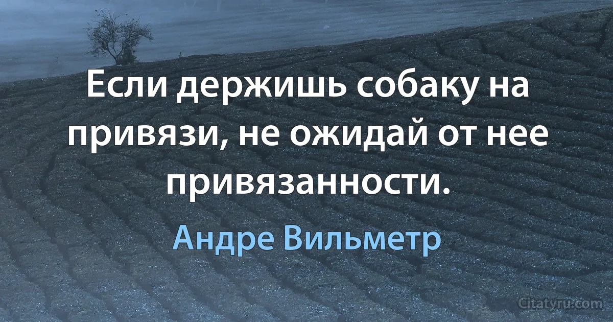 Если держишь собаку на привязи, не ожидай от нее привязанности. (Андре Вильметр)