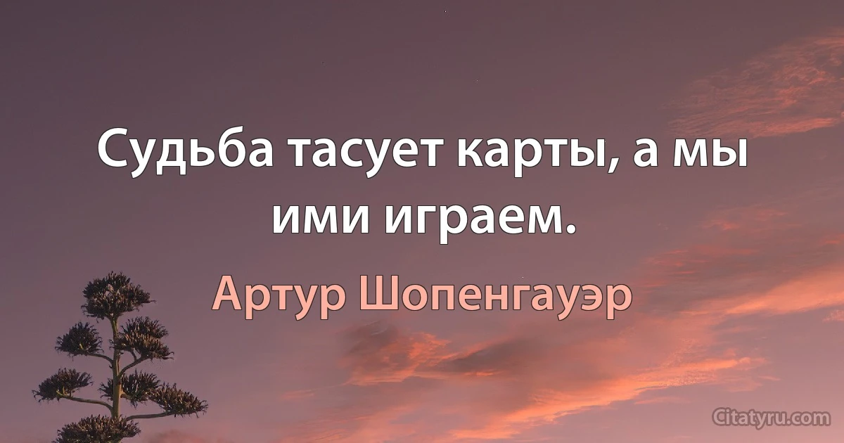 Судьба тасует карты, а мы ими играем. (Артур Шопенгауэр)