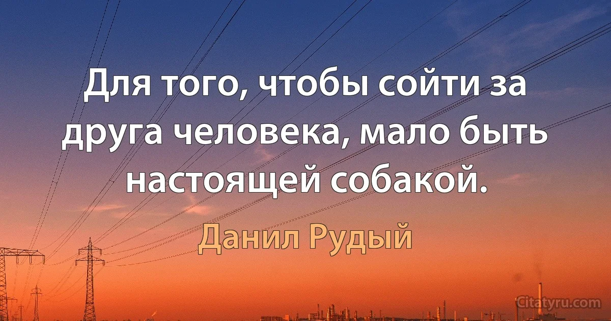 Для того, чтобы сойти за друга человека, мало быть настоящей собакой. (Данил Рудый)