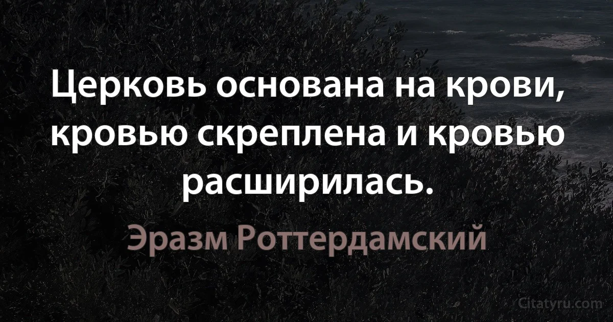 Церковь основана на крови, кровью скреплена и кровью расширилась. (Эразм Роттердамский)