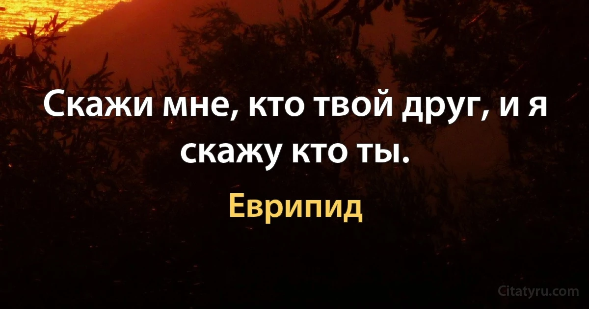 Скажи мне, кто твой друг, и я скажу кто ты. (Еврипид)