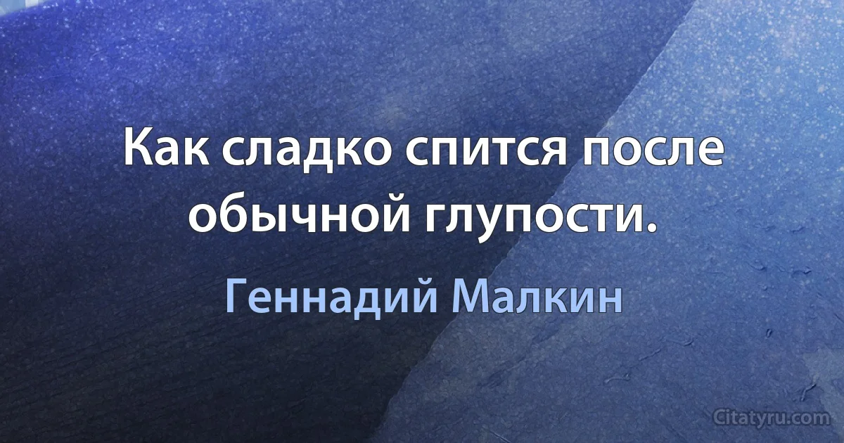 Как сладко спится после обычной глупости. (Геннадий Малкин)