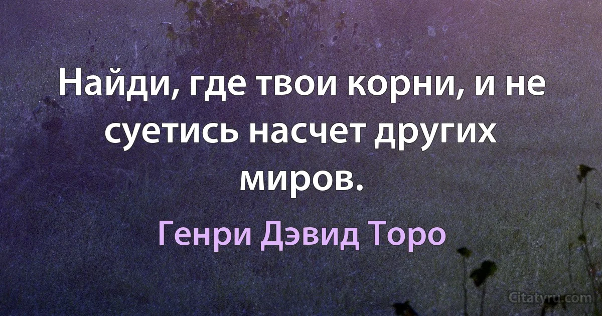 Найди, где твои корни, и не суетись насчет других миров. (Генри Дэвид Торо)