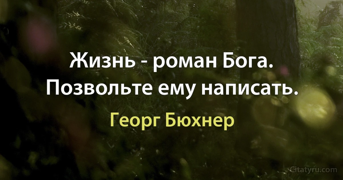 Жизнь - роман Бога. Позвольте ему написать. (Георг Бюхнер)