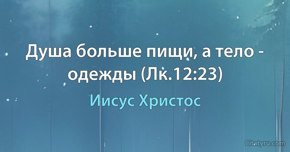 Душа больше пищи, а тело - одежды (Лк.12:23) (Иисус Христос)