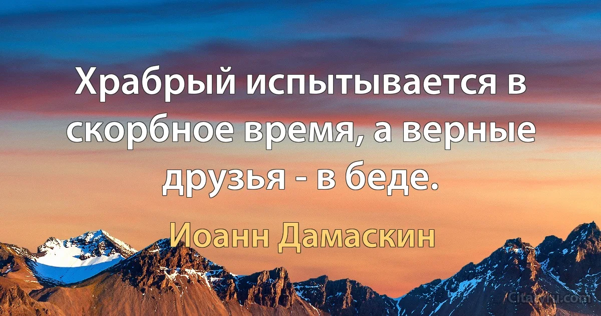 Храбрый испытывается в скорбное время, а верные друзья - в беде. (Иоанн Дамаскин)