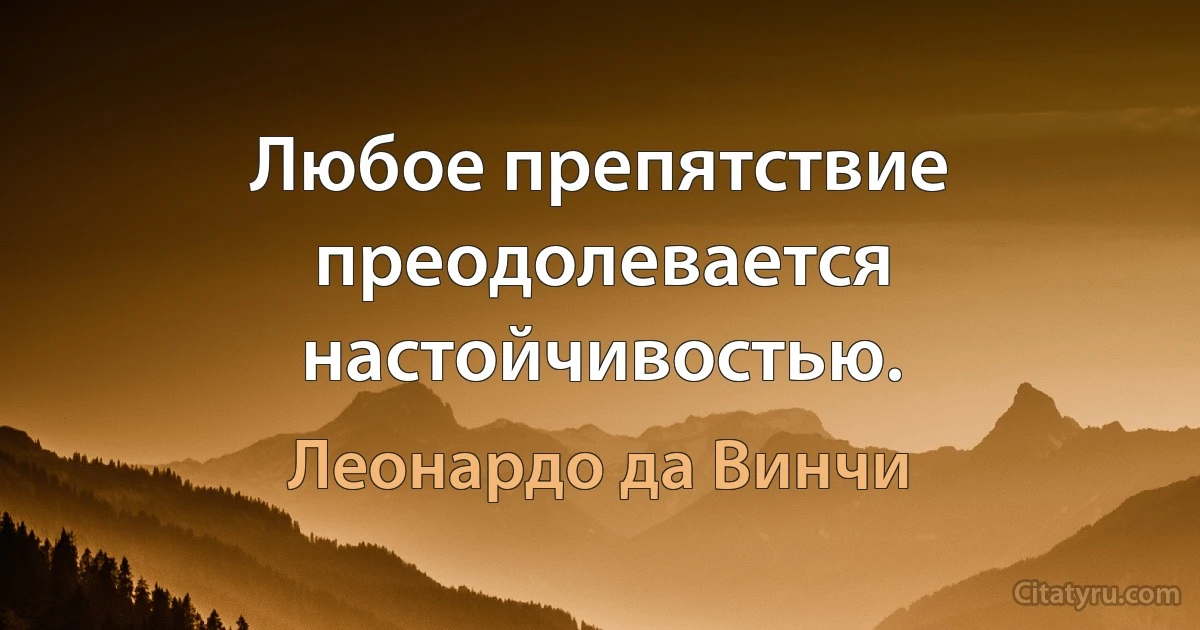 Любое препятствие преодолевается настойчивостью. (Леонардо да Винчи)