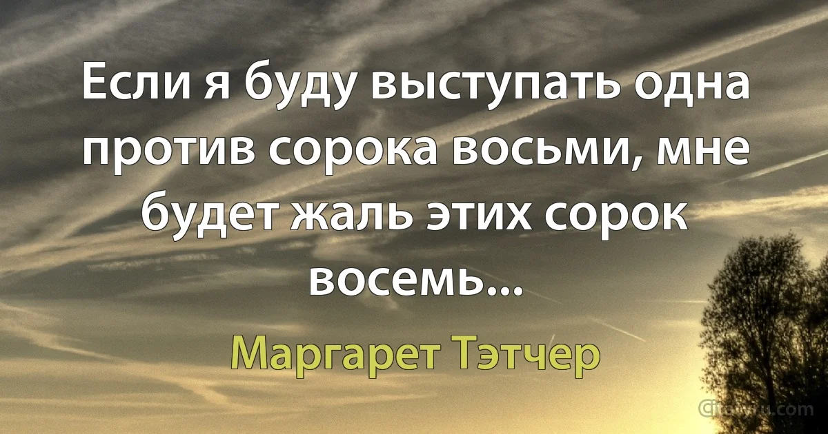 Если я буду выступать одна против сорока восьми, мне будет жаль этих сорок восемь... (Маргарет Тэтчер)