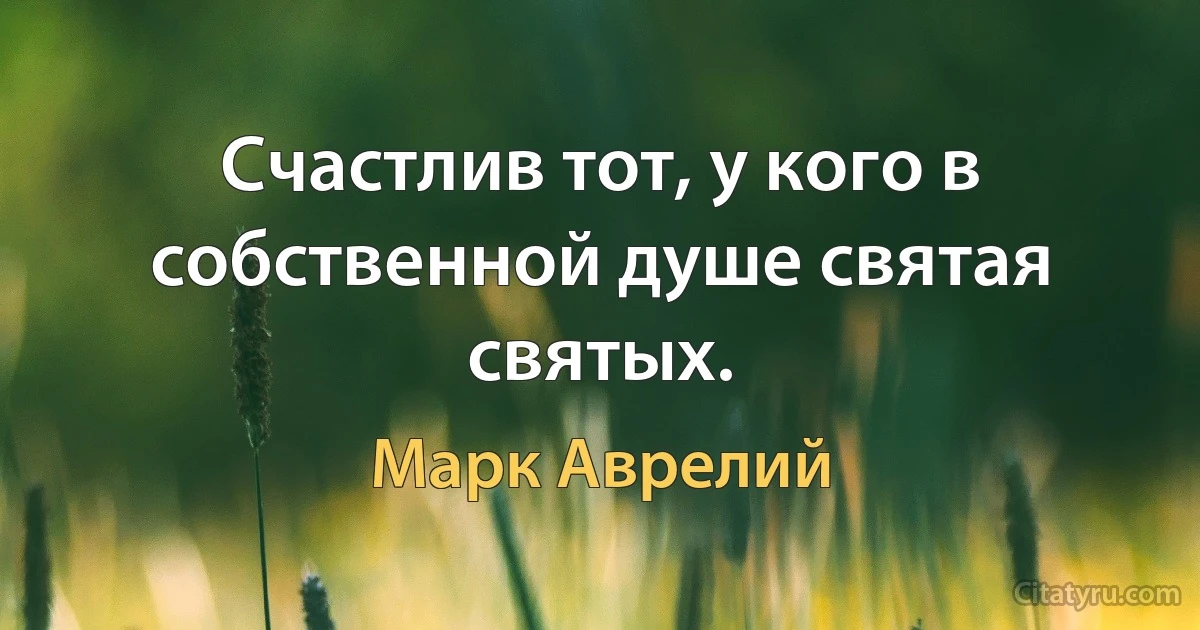 Счастлив тот, у кого в собственной душе святая святых. (Марк Аврелий)