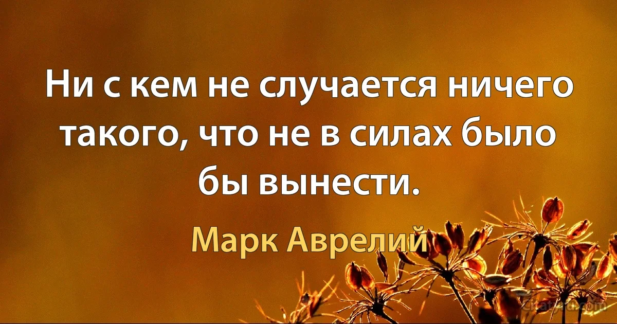 Ни с кем не случается ничего такого, что не в силах было бы вынести. (Марк Аврелий)