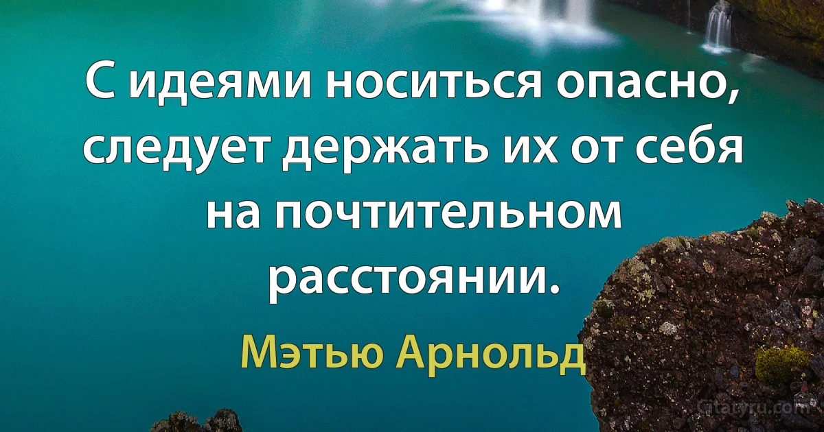 С идеями носиться опасно, следует держать их от себя на почтительном расстоянии. (Мэтью Арнольд)