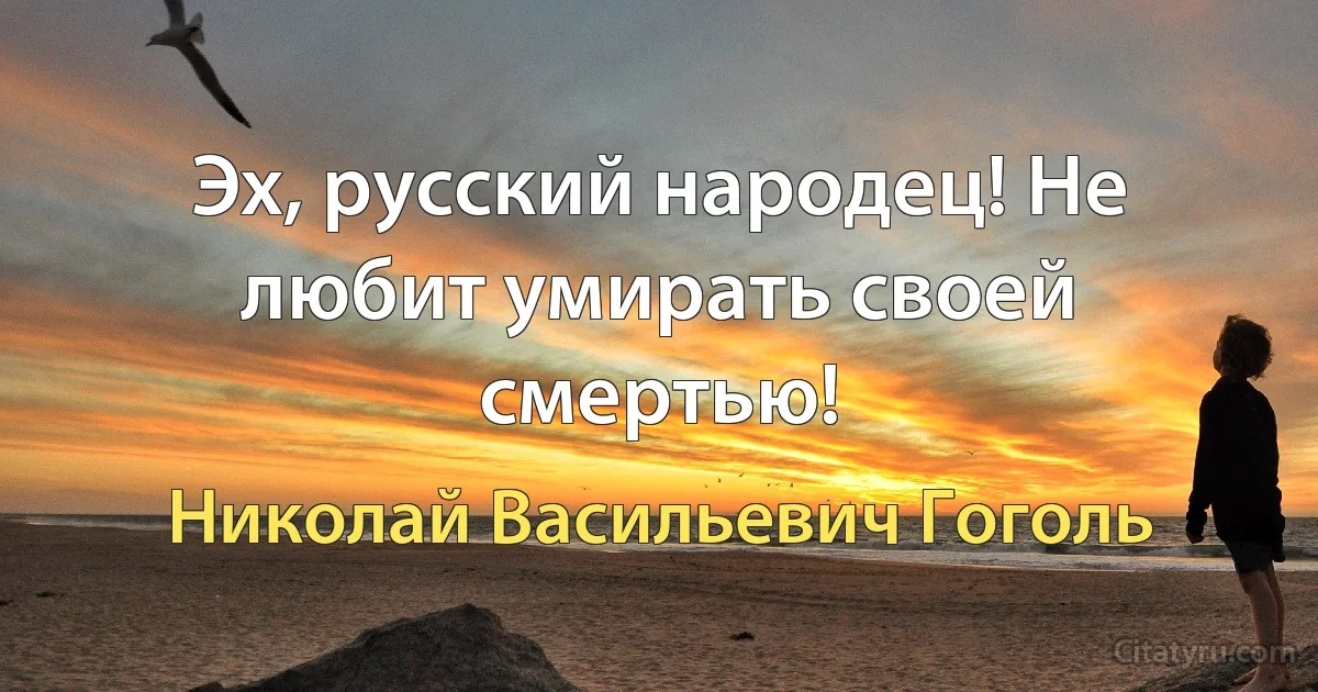 Эх, русский народец! Не любит умирать своей смертью! (Николай Васильевич Гоголь)