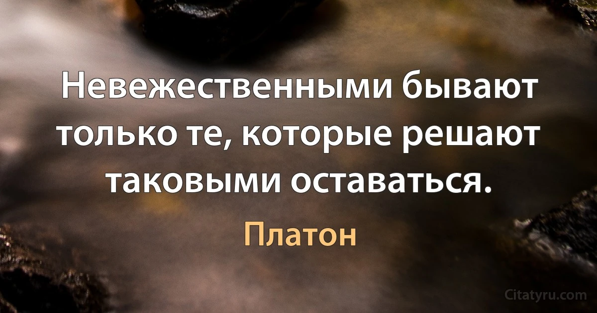 Невежественными бывают только те, которые решают таковыми оставаться. (Платон)