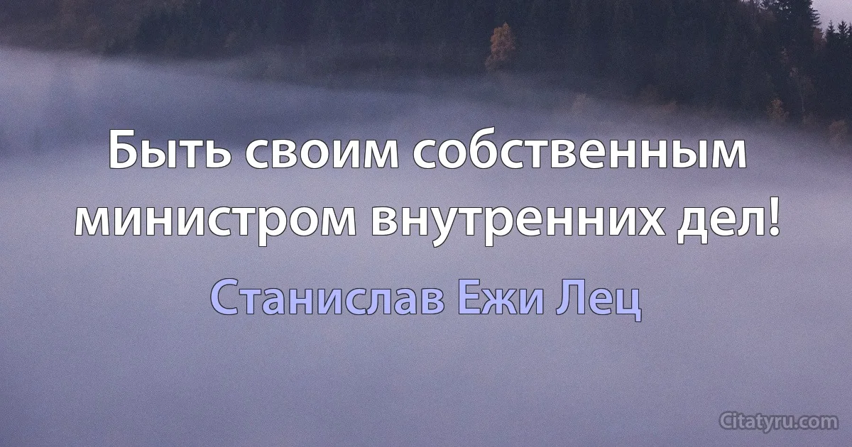 Быть своим собственным министром внутренних дел! (Станислав Ежи Лец)