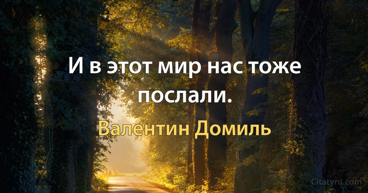 И в этот мир нас тоже послали. (Валентин Домиль)