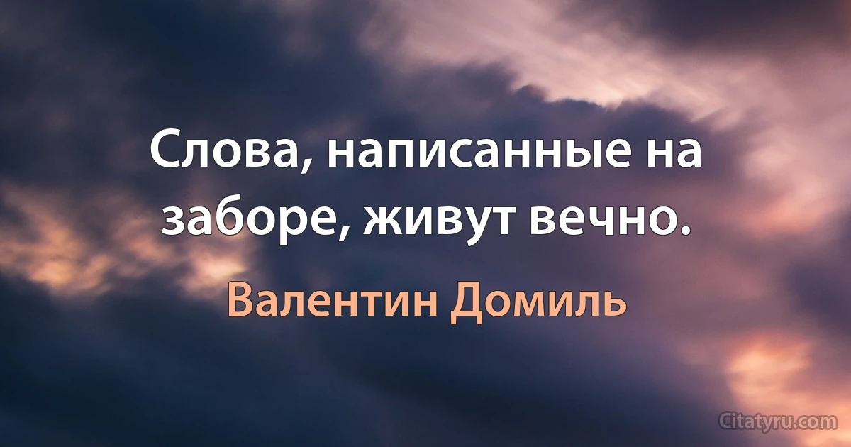 Слова, написанные на заборе, живут вечно. (Валентин Домиль)