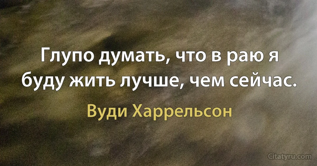 Глупо думать, что в раю я буду жить лучше, чем сейчас. (Вуди Харрельсон)