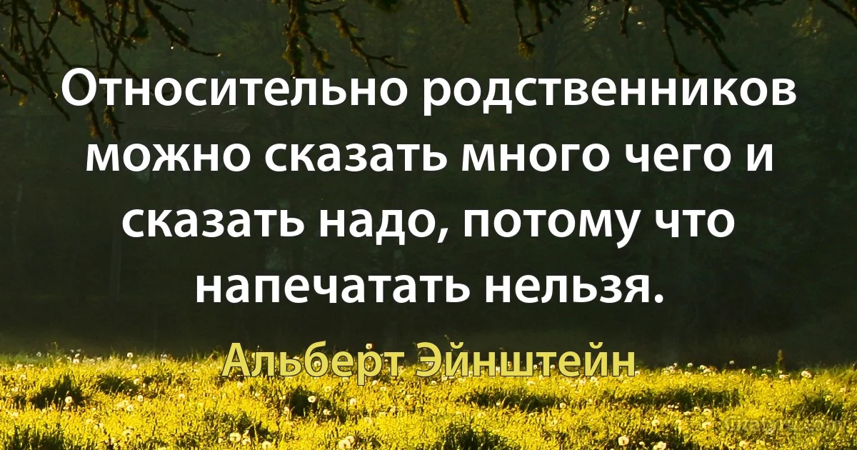 Относительно родственников можно сказать много чего и сказать надо, потому что напечатать нельзя. (Альберт Эйнштейн)