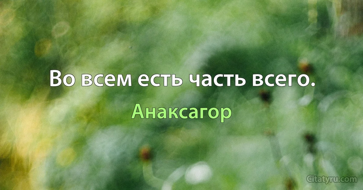 Во всем есть часть всего. (Анаксагор)