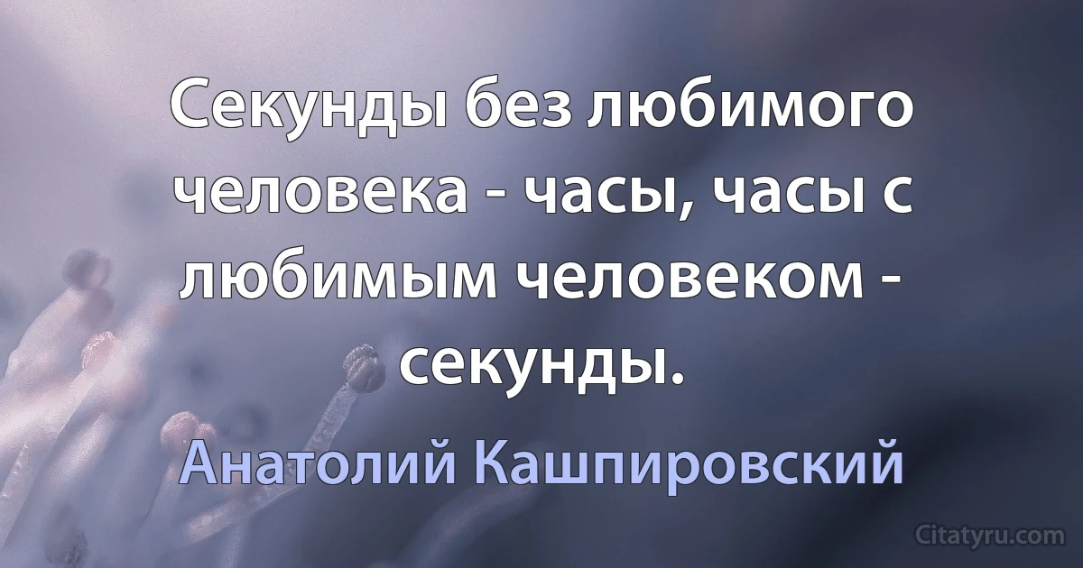 Секунды без любимого человека - часы, часы с любимым человеком - секунды. (Анатолий Кашпировский)