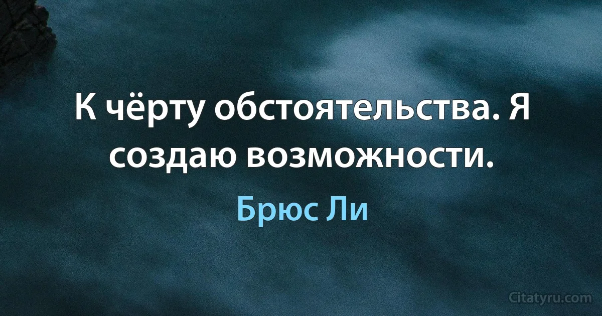 К чёрту обстоятельства. Я создаю возможности. (Брюс Ли)