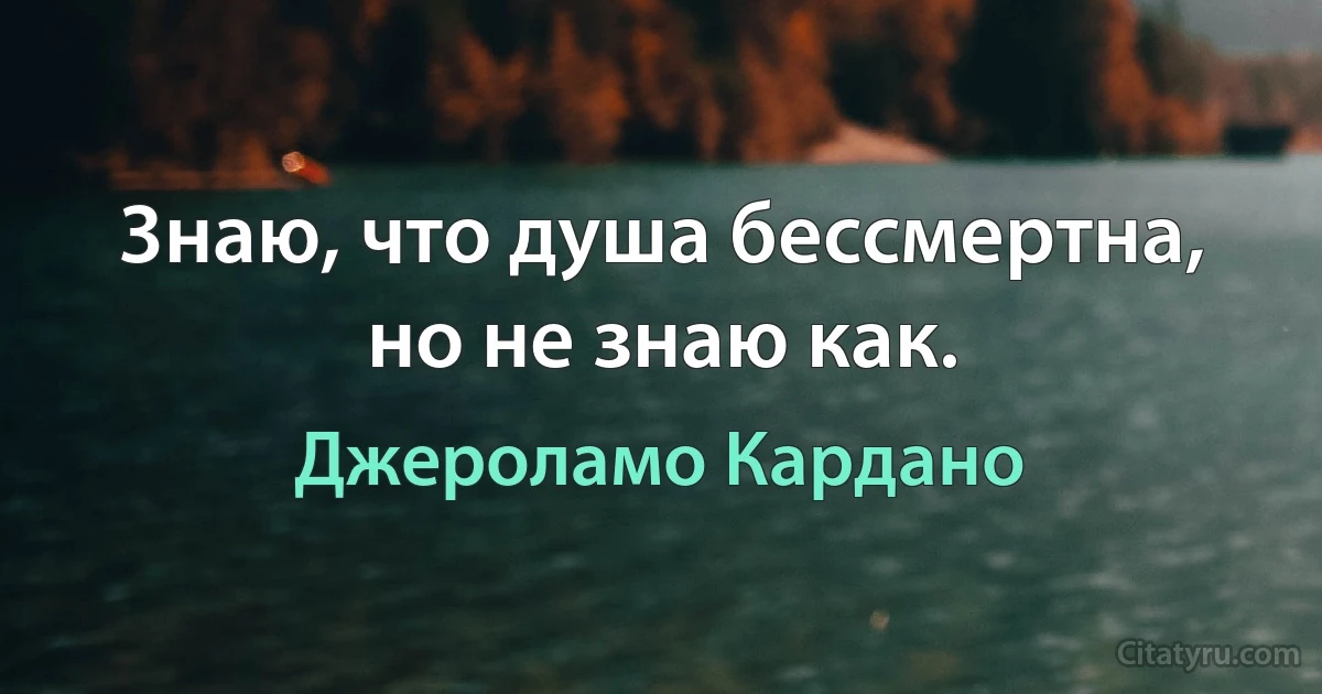 3наю, что душа бессмертна, но не знаю как. (Джероламо Кардано)