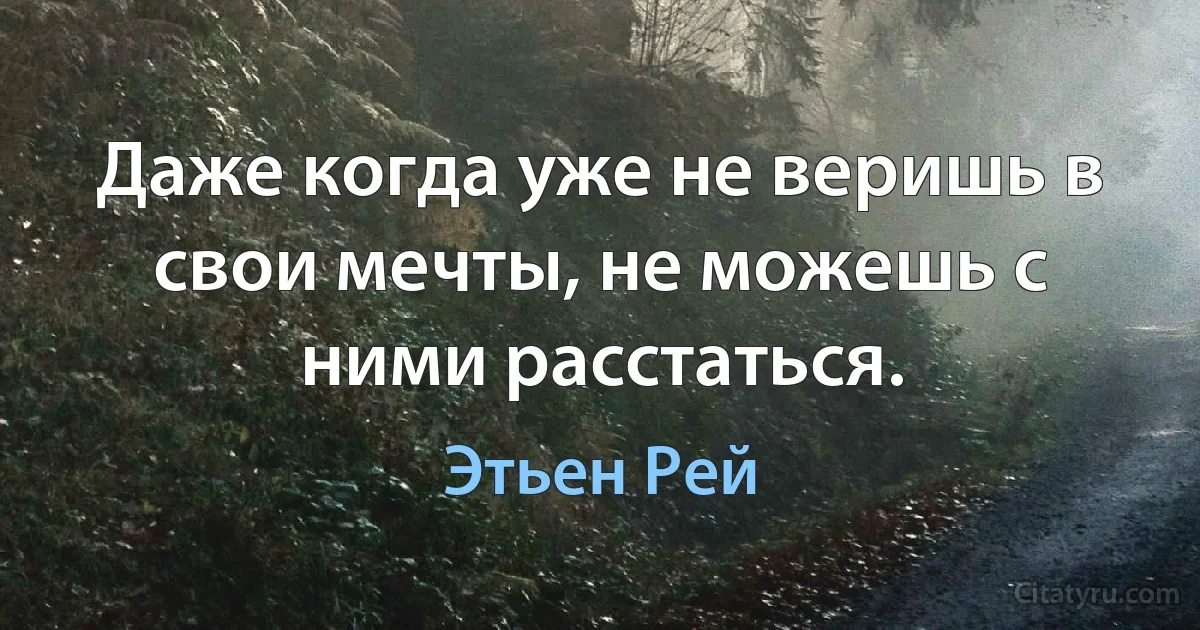 Даже когда уже не веришь в свои мечты, не можешь с ними расстаться. (Этьен Рей)