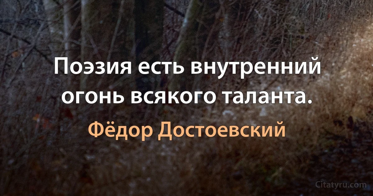 Поэзия есть внутренний огонь всякого таланта. (Фёдор Достоевский)