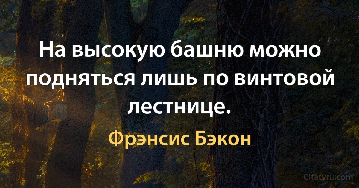 На высокую башню можно подняться лишь по винтовой лестнице. (Фрэнсис Бэкон)