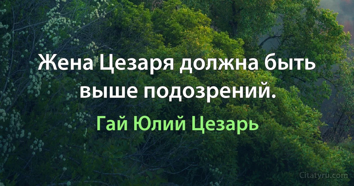 Жена Цезаря должна быть выше подозрений. (Гай Юлий Цезарь)