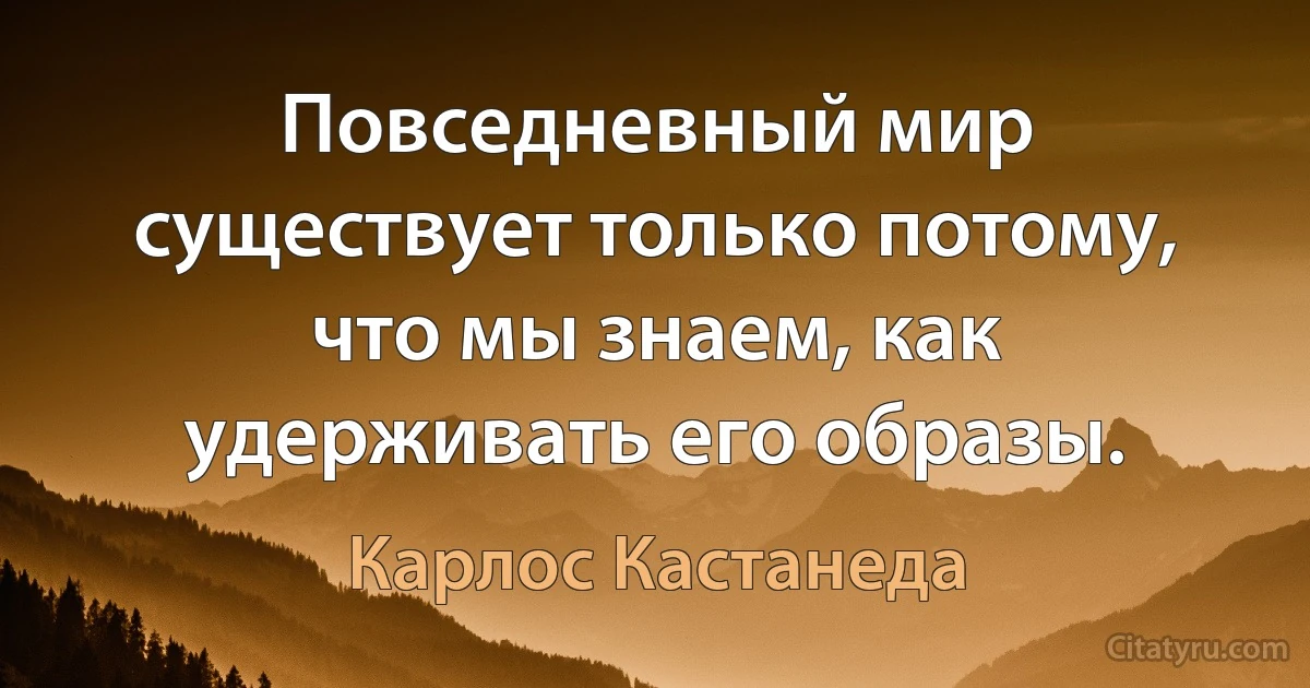 Повседневный мир существует только потому, что мы знаем, как удерживать его образы. (Карлос Кастанеда)