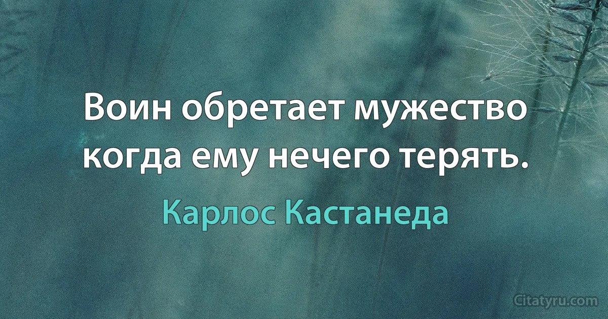 Воин обретает мужество когда ему нечего терять. (Карлос Кастанеда)