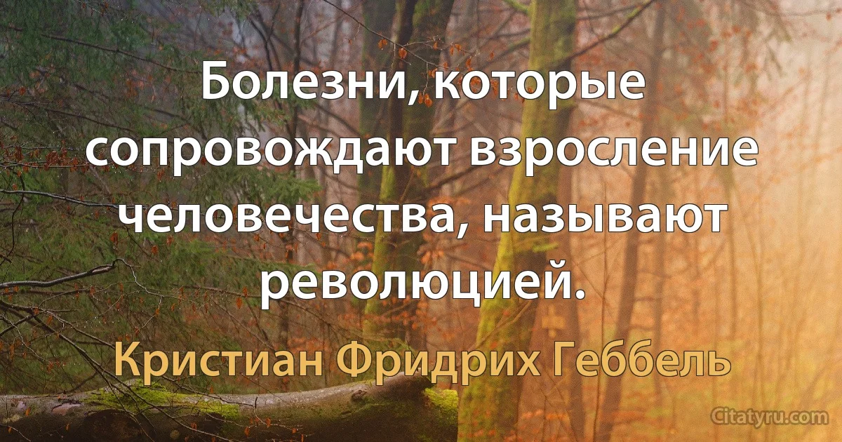 Болезни, которые сопровождают взросление человечества, называют революцией. (Кристиан Фридрих Геббель)