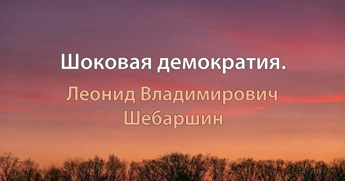 Шоковая демократия. (Леонид Владимирович Шебаршин)