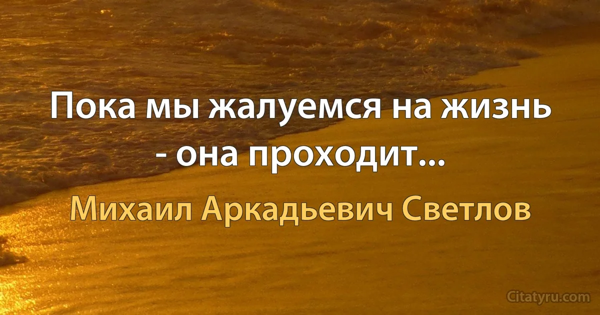 Пока мы жалуемся на жизнь - она проходит... (Михаил Аркадьевич Светлов)