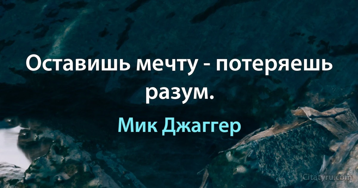 Оставишь мечту - потеряешь разум. (Мик Джаггер)