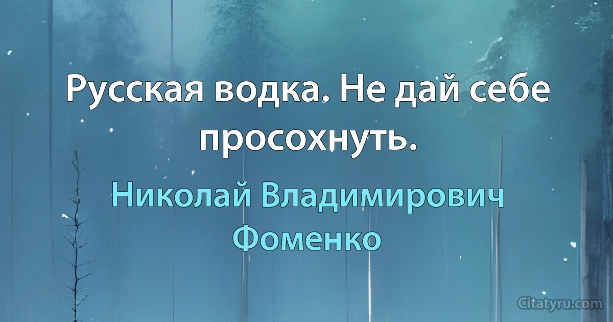 Русская водка. Не дай себе просохнуть. (Николай Владимирович Фоменко)