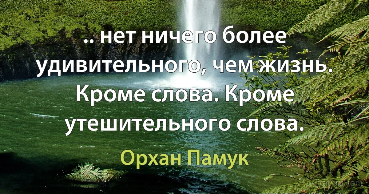 .. нет ничего более удивительного, чем жизнь. Кроме слова. Кроме утешительного слова. (Орхан Памук)