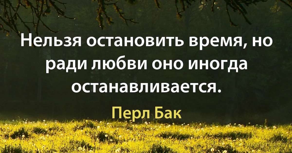 Нельзя остановить время, но ради любви оно иногда останавливается. (Перл Бак)