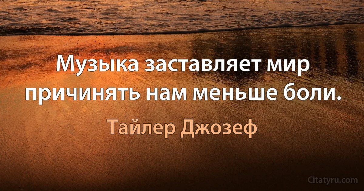 Музыка заставляет мир причинять нам меньше боли. (Тайлер Джозеф)