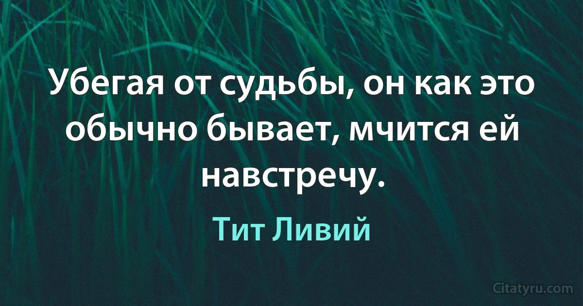 Убегая от судьбы, он как это обычно бывает, мчится ей навстречу. (Тит Ливий)