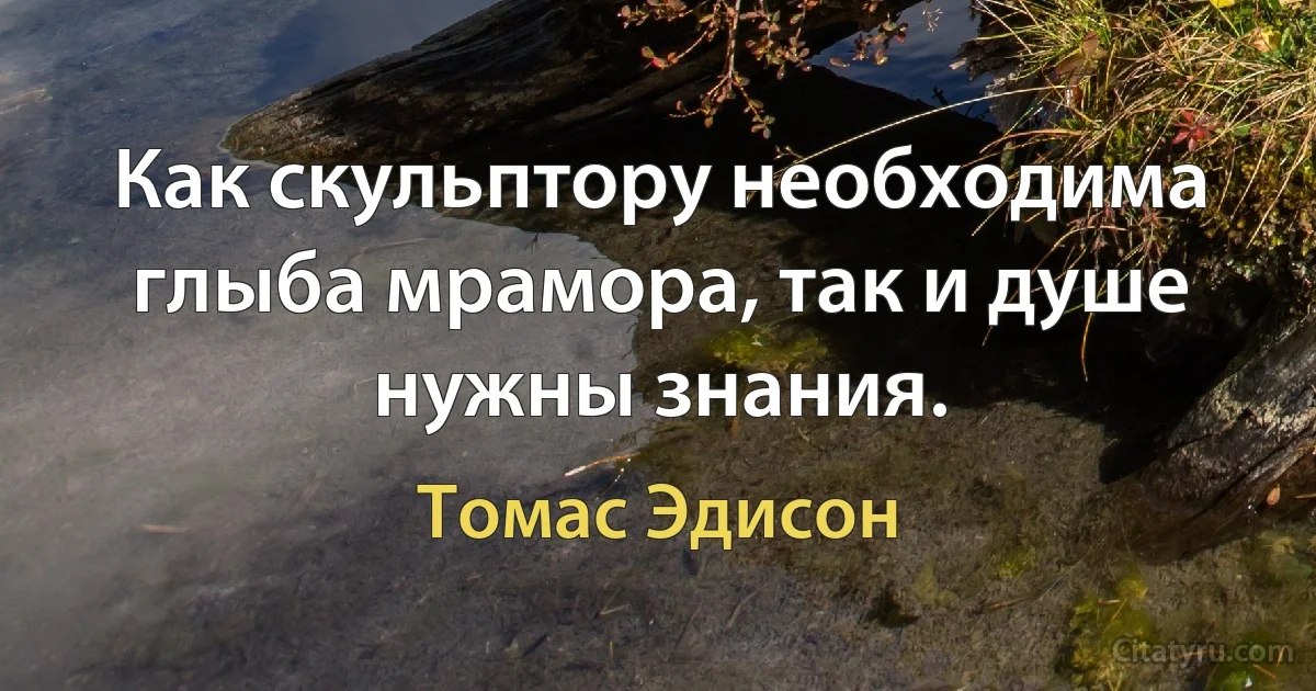 Как скульптору необходима глыба мрамора, так и душе нужны знания. (Томас Эдисон)