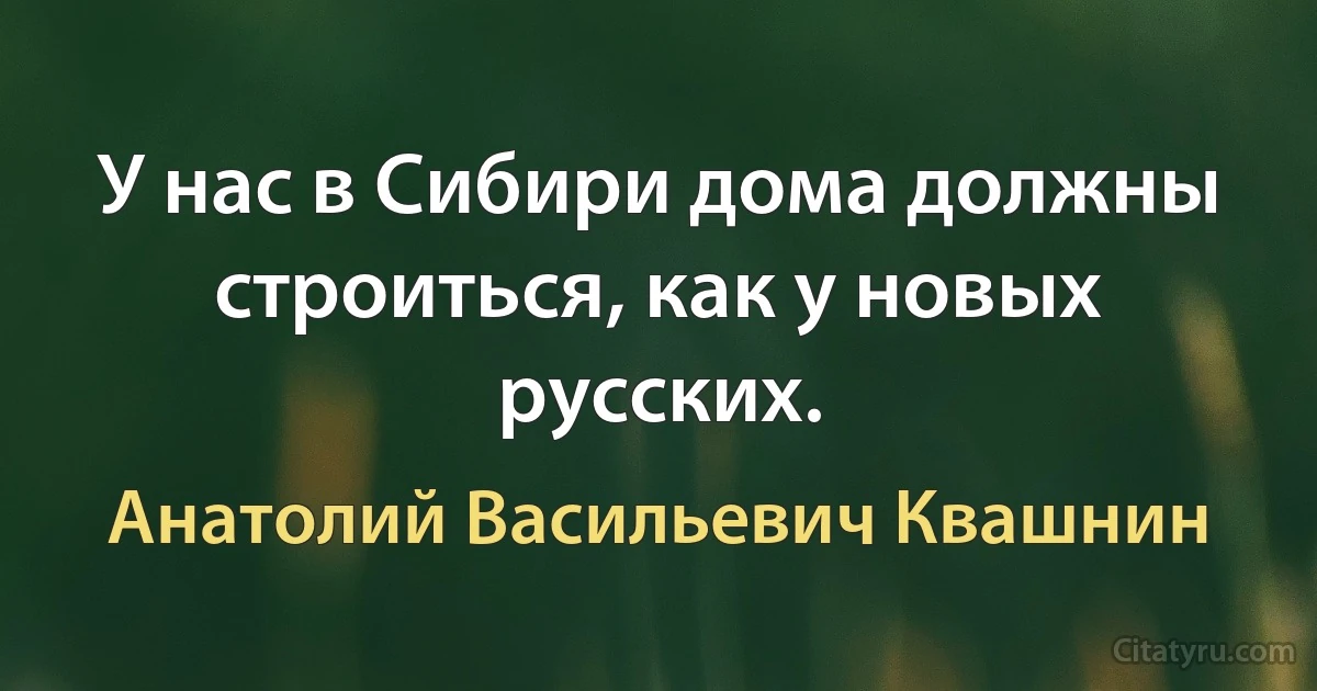 У нас в Сибири дома должны строиться, как у новых русских. (Анатолий Васильевич Квашнин)