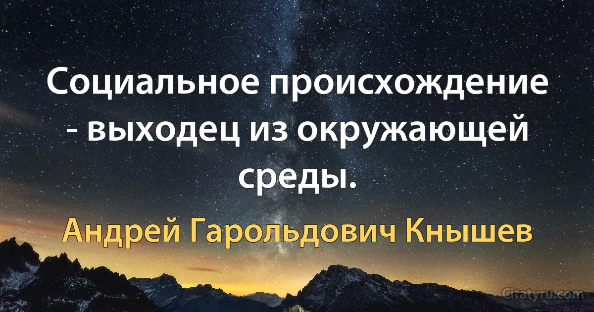 Социальное происхождение - выходец из окружающей среды. (Андрей Гарольдович Кнышев)