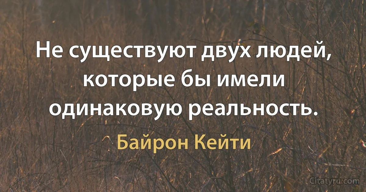 Не существуют двух людей, которые бы имели одинаковую реальность. (Байрон Кейти)