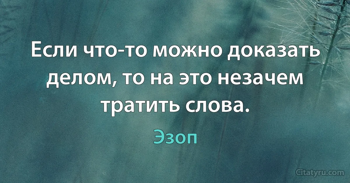 Если что-то можно доказать делом, то на это незачем тратить слова. (Эзоп)