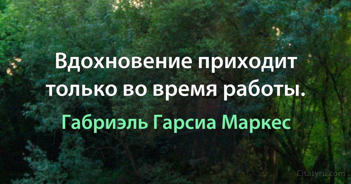 Вдохновение приходит только во время работы. (Габриэль Гарсиа Маркес)